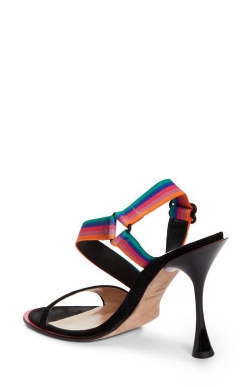 Betzábe Selena Pride Strap Sandal In Black Suede Pride Stripe