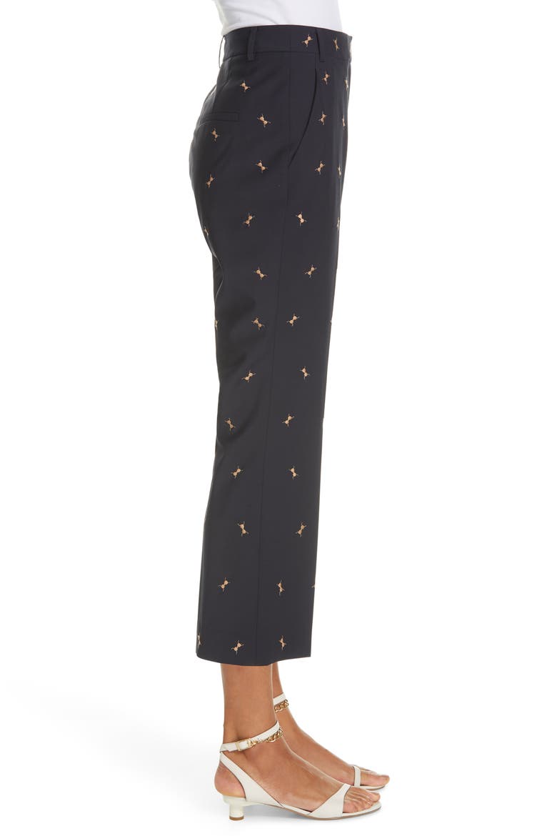 Ant Embroidered Crop Flare Pants, Alternate, color, DARK NAVY/ CARAMEL MULTI