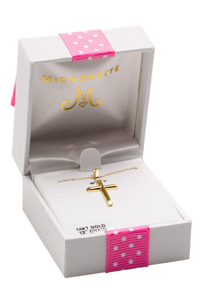 Mignonnete 14k Gold Cross Necklace, Alternate, color, GOLD