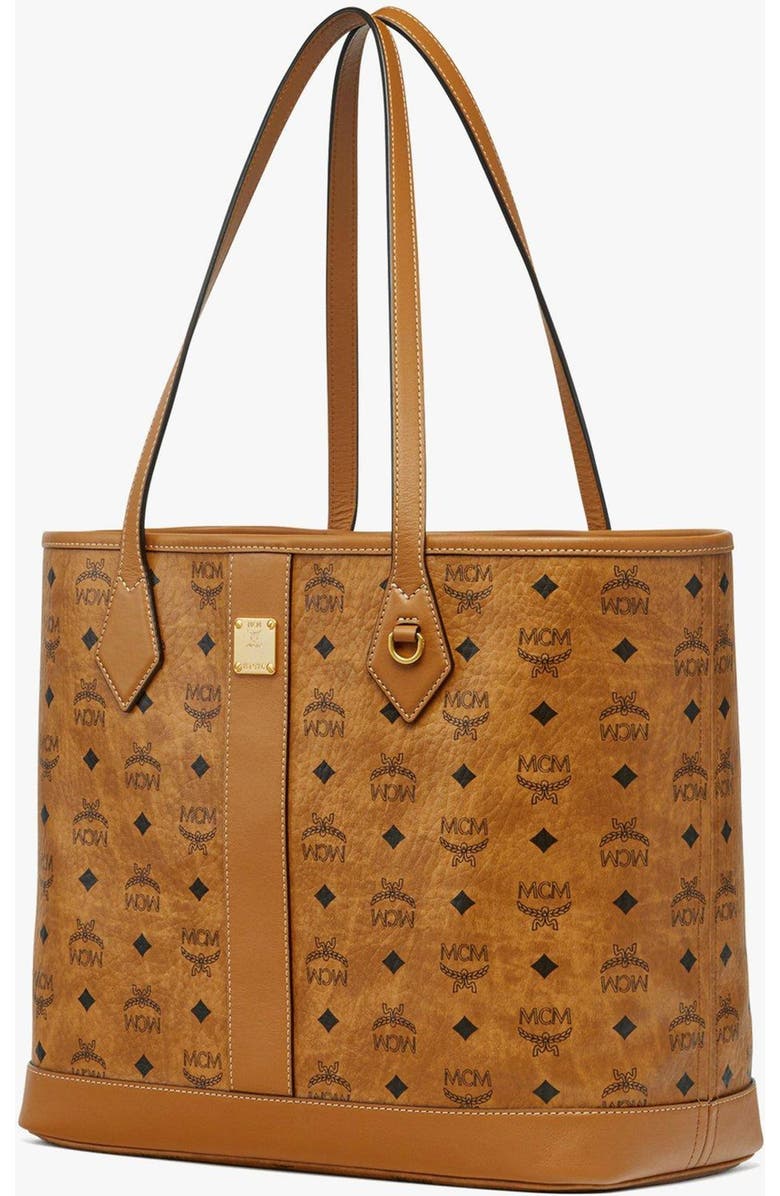 MCM New Medium Liz Shopper in Visetos, Alternate, color, Cognac