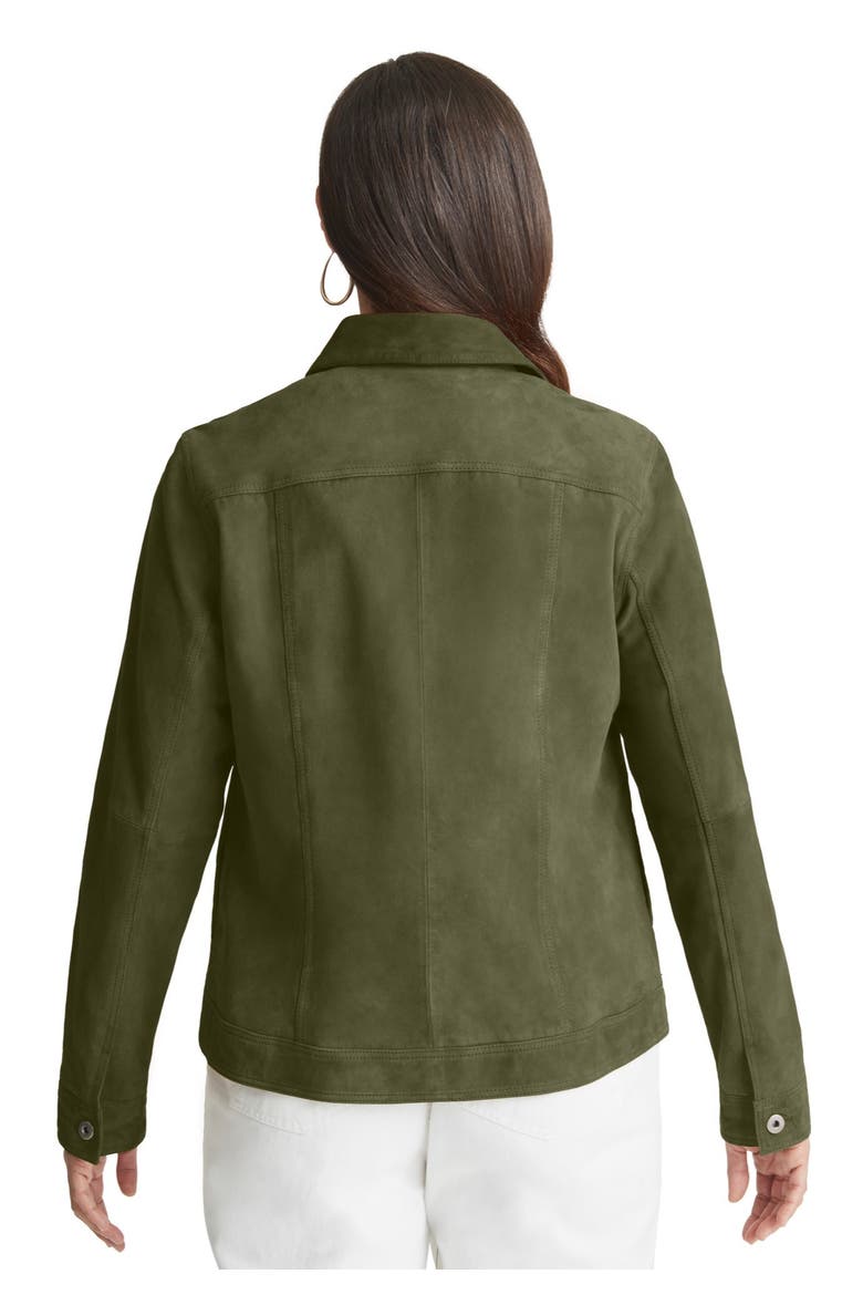 Suede Jean Jacket, Alternate, color, DARK OLIVE GREEN