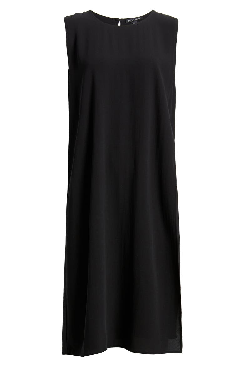 Matte Silk Shift Dress, Alternate, color, BLACK