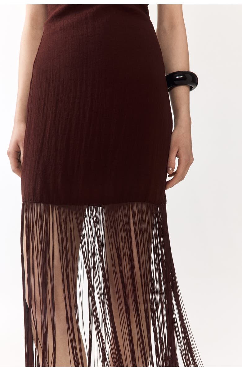 H&M Fringed Bandeau Dress, Alternate, color, Dark Brown