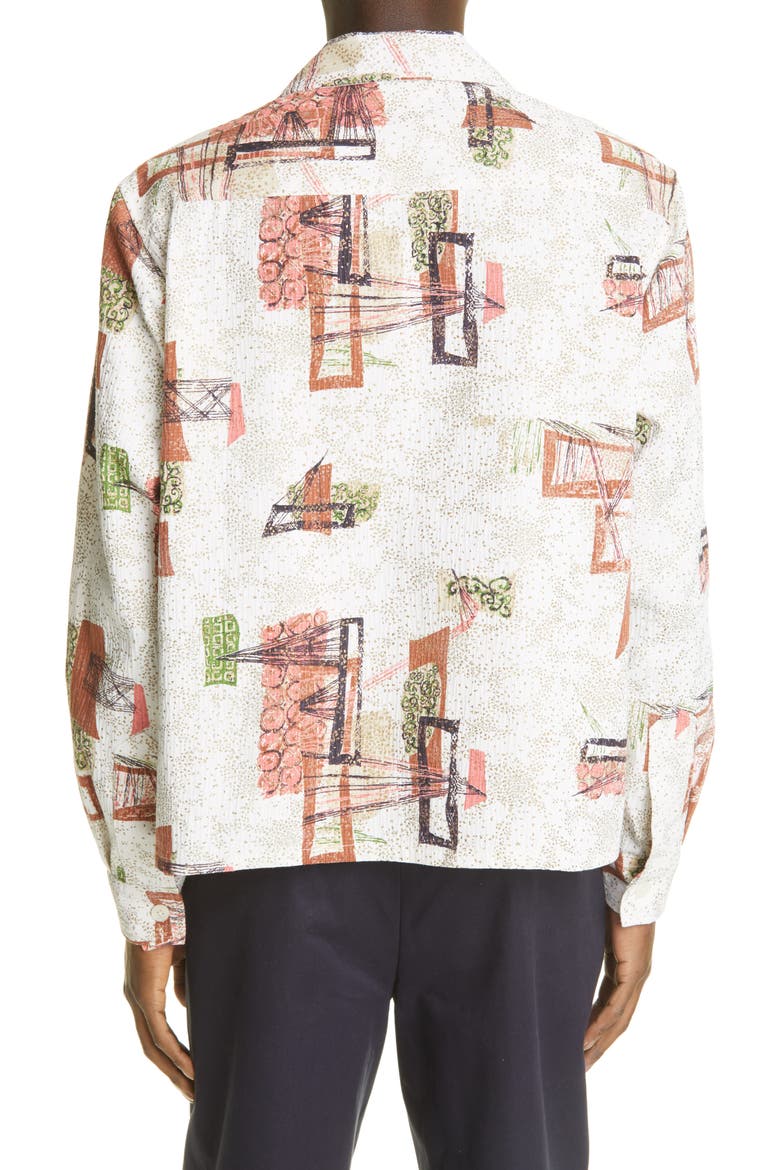 x Marcus Paul Louie Mid Century Motif Button-Up Shirt (Nordstrom Exclusive), Alternate, color, WHITE/RED