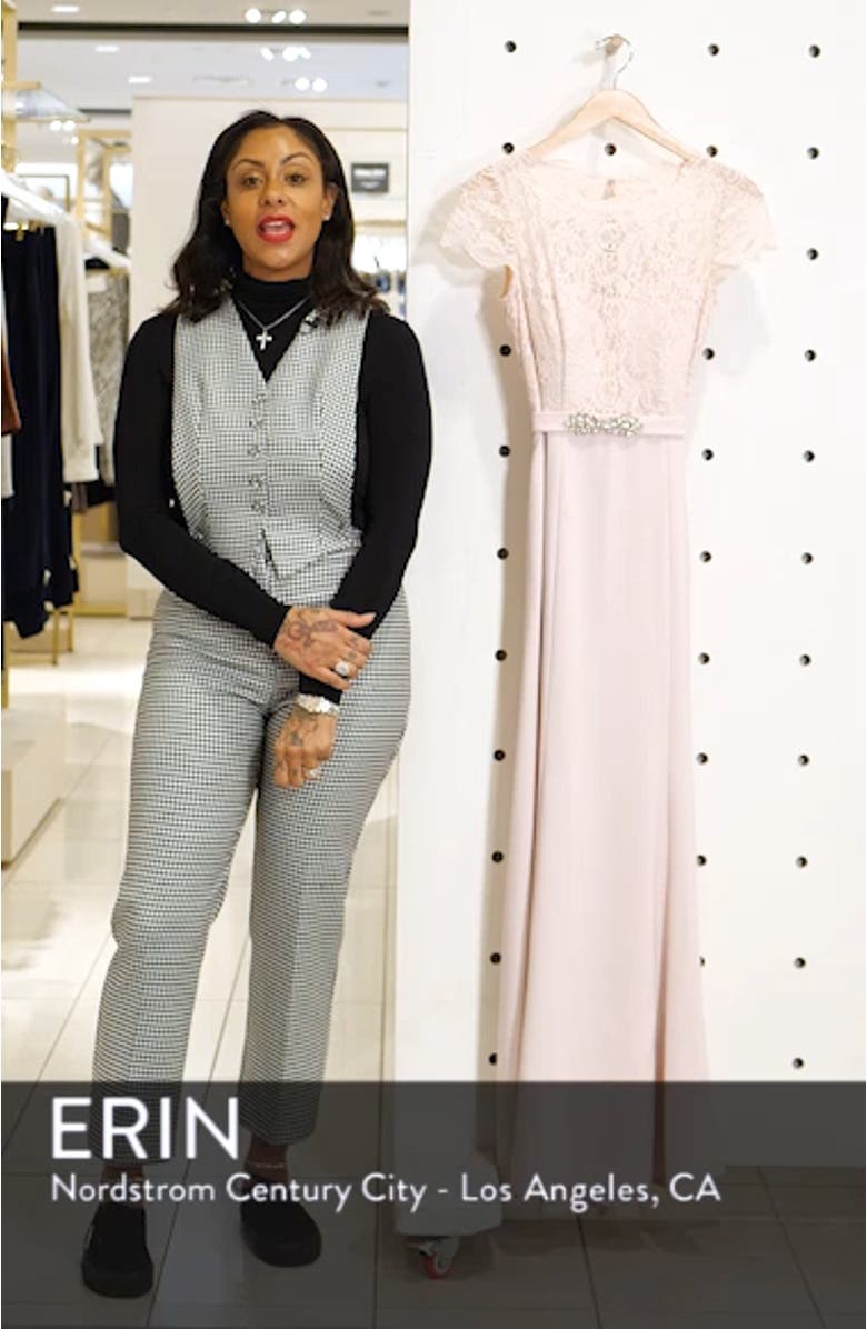 Lace & Crepe Column Gown, sales video thumbnail