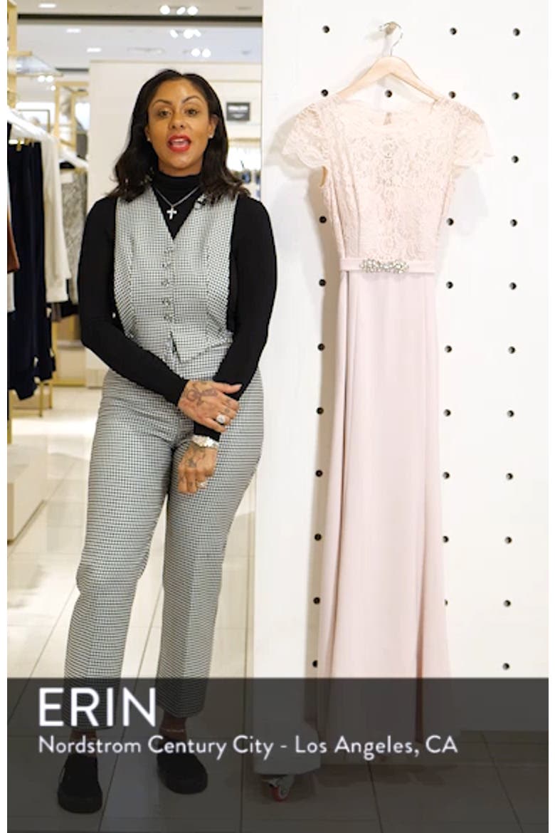 Lace & Crepe Column Gown video