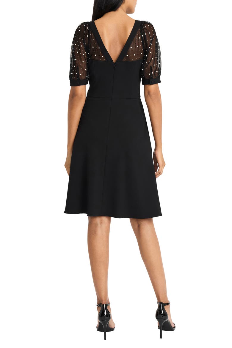 Illusion Fit and Flare Dress, Alternate, color, BLACK
