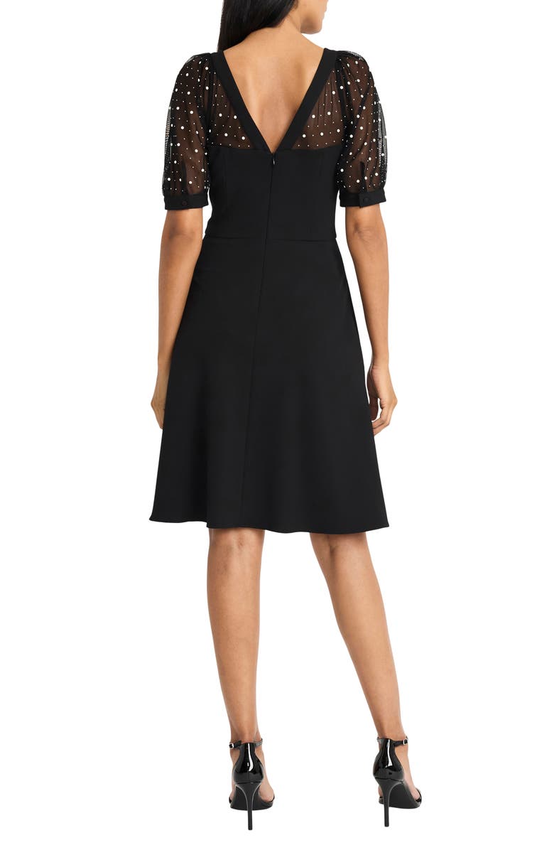 Maggy London Illusion Fit and Flare Dress, Alternate, color, Black