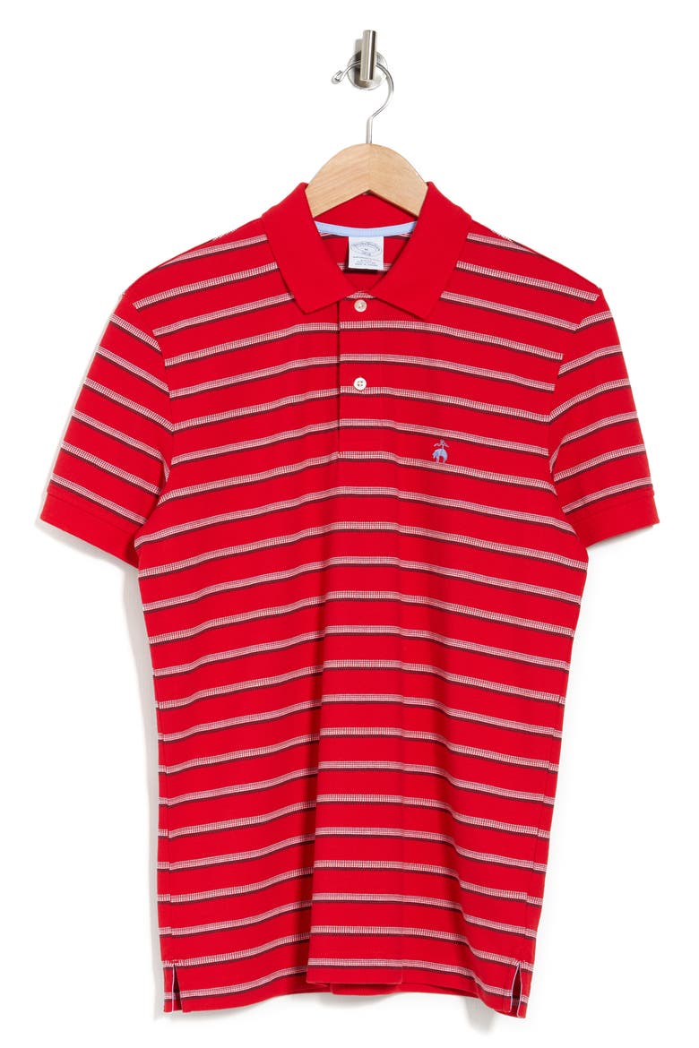 Stripe Print Polo, Alternate, color, OPEN RED