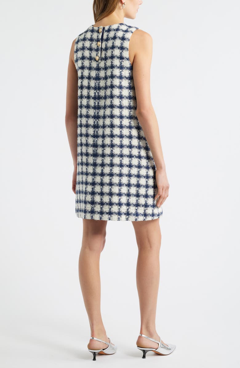 Caslon<sup>®</sup> Tweed Sleeveless Shift Dress, Alternate, color, Ivory- Navy Tweed Grid