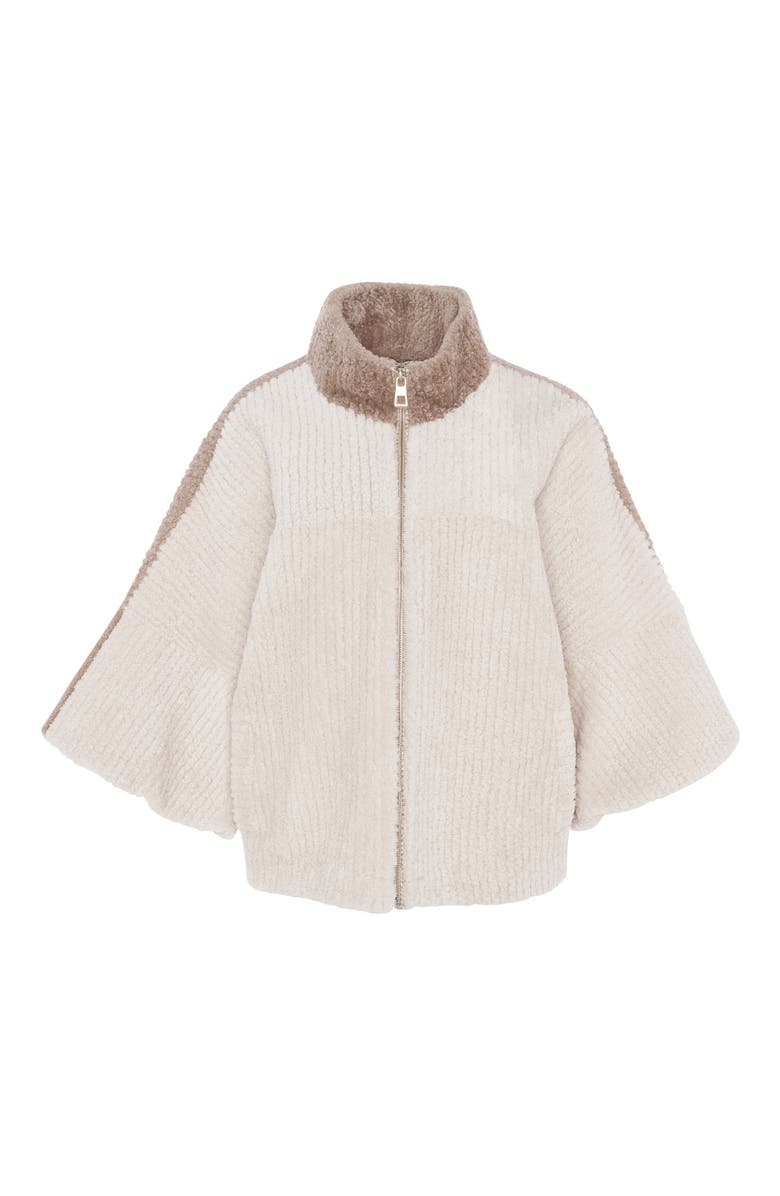 GORSKI Genuine Shearling Zip Jacket with Cropped Sleeves, Alternate, color, Sand/Beige
