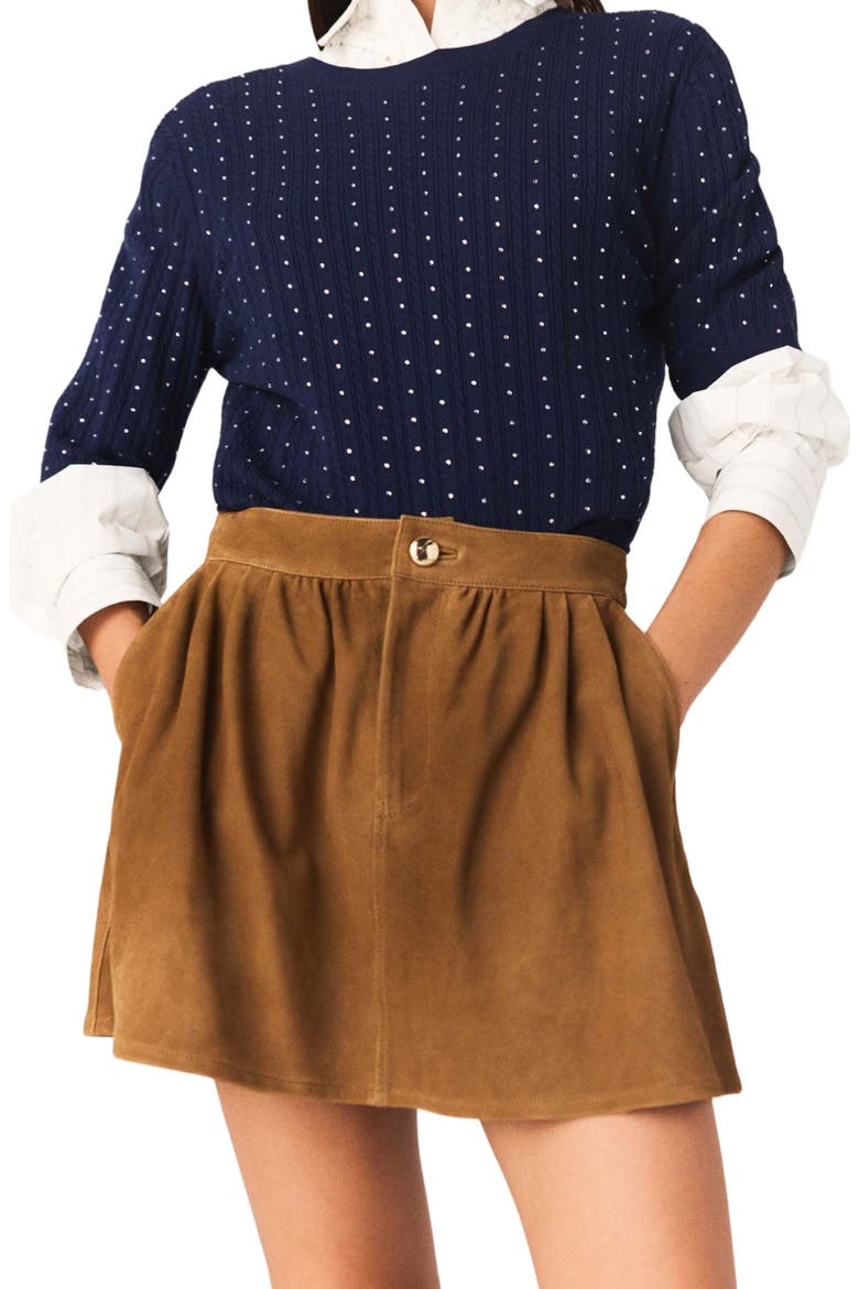 Short suede skirt, Alternate, color, Camel