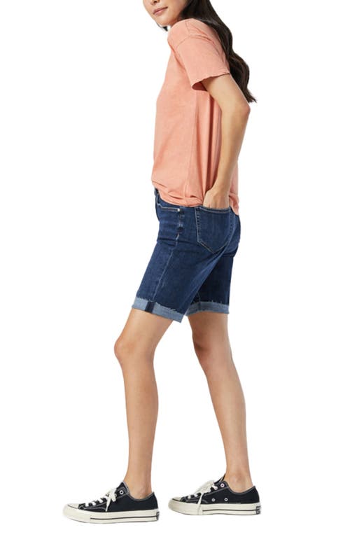 Mavi Jeans Alexis Raw Hem Denim Bermuda Shorts In Dark Frayed Hem Feather Blue