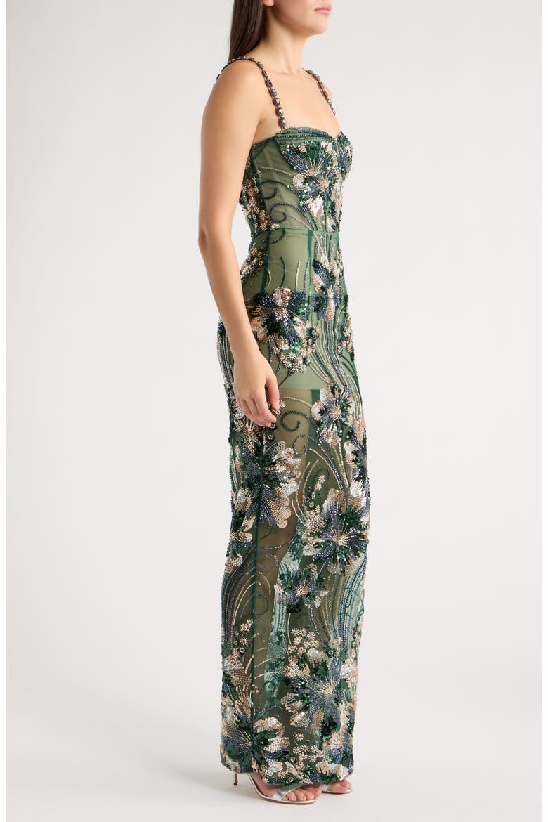 Embellished Column Gown, Alternate, color, GREEN MULTI