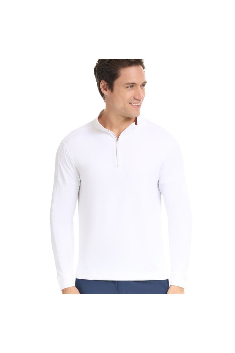 Men's Long Sleeve Mock Zip Top with Sun and UV Protection, Main, color, White