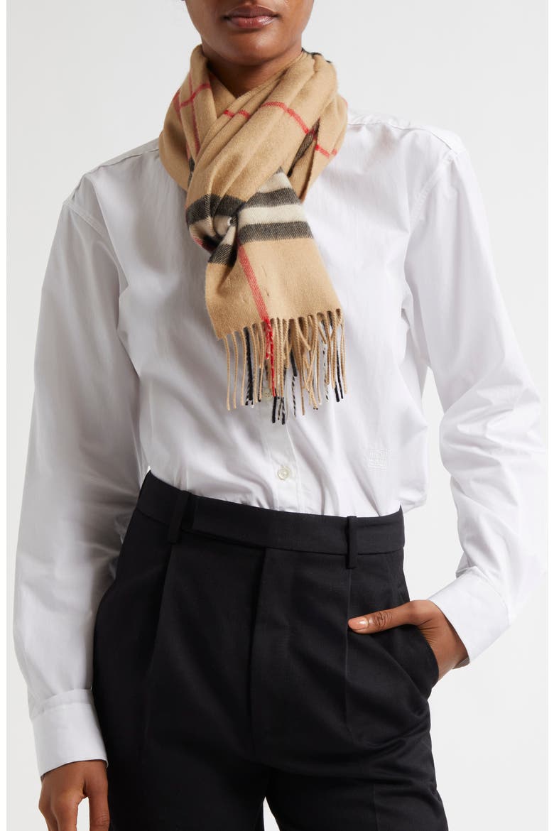 Check Cashmere Scarf, Alternate, color, CAMEL