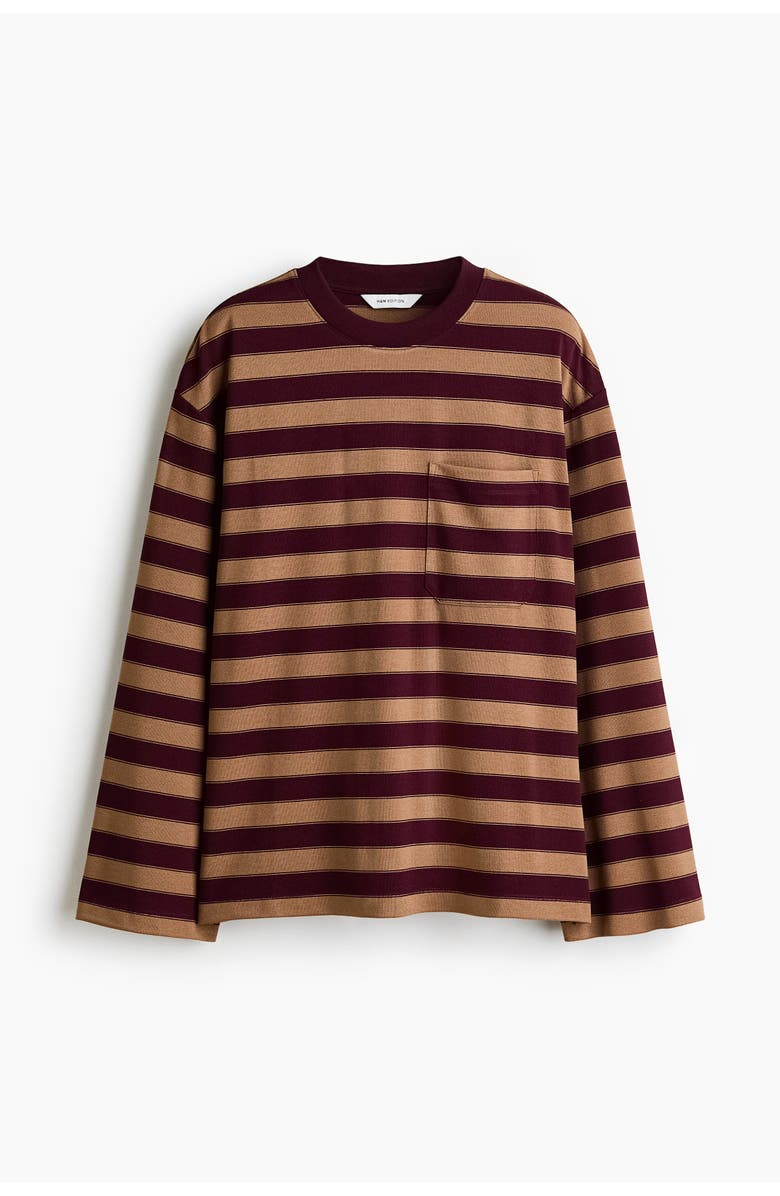 H&M Pocket-detail Top, Main, color, Burgundy/Striped