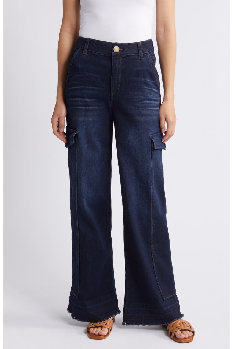 'Ab'Solution Skyrise Wide Leg Cargo Jeans, Main, color, DINA