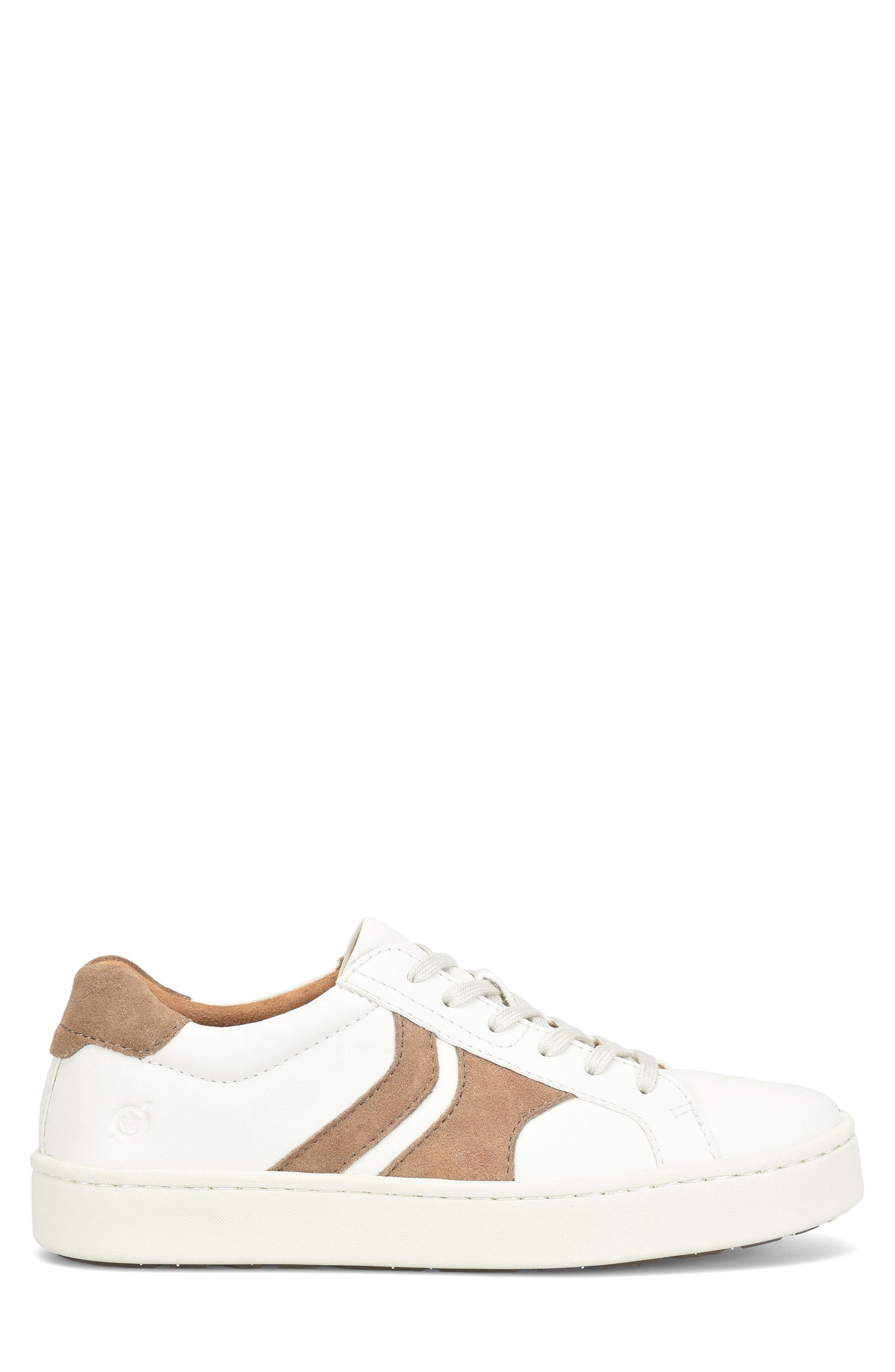 Børn Beck Tie Low Top Sneaker, Alternate, color, White F/ G - Taupe Stripe