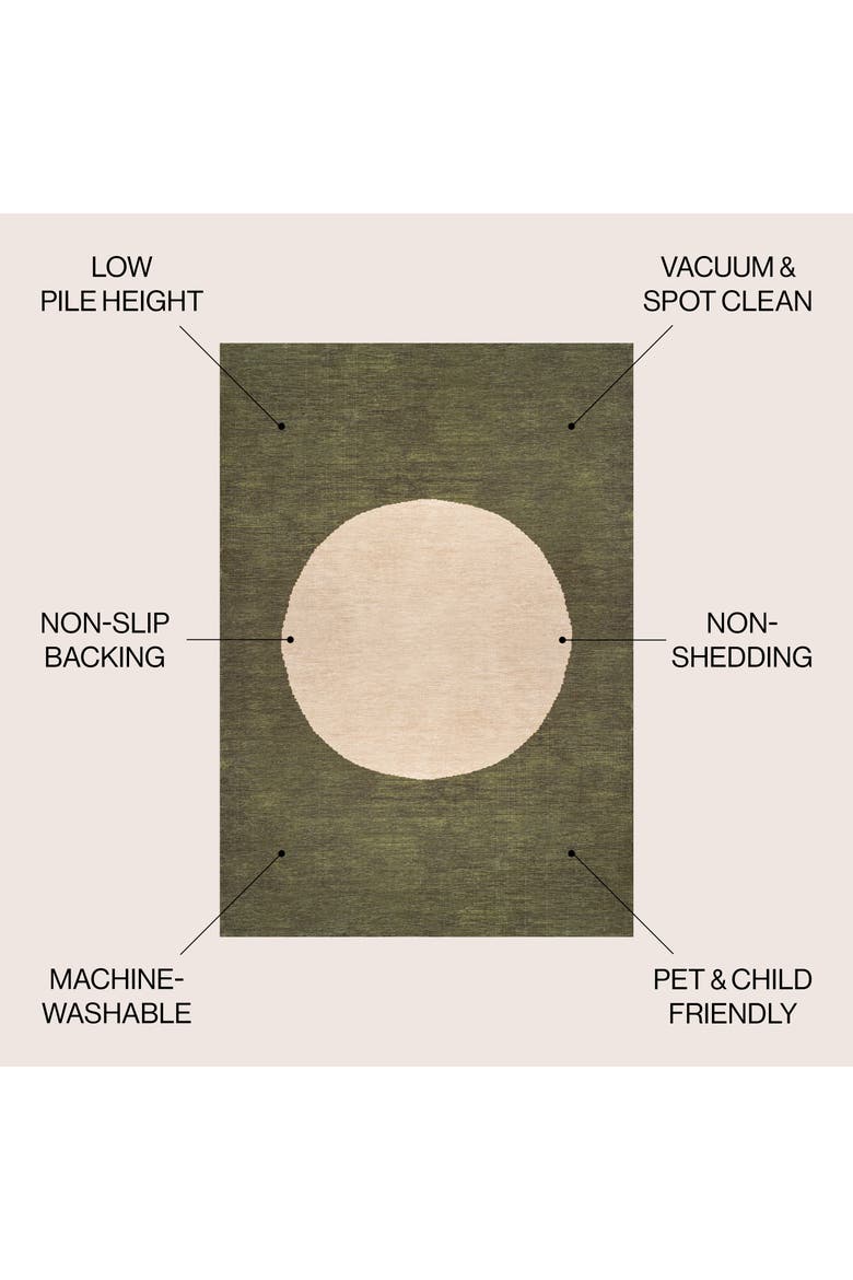 Cirkel Minimalist Geometric Dot Machine-Washable Area Rug, Alternate, color, Green/Cream