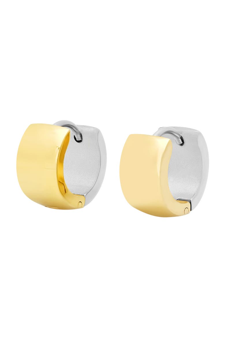 Two-Tone Stainless Steel Huggie Hoop Earrings, Alternate, color, TWO TONE