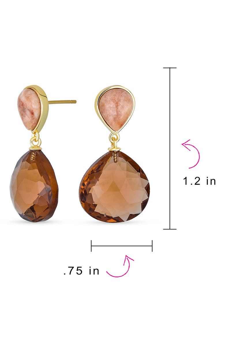 BLING JEWELRY Briolette Drop Earrings, Alternate, color, Brown