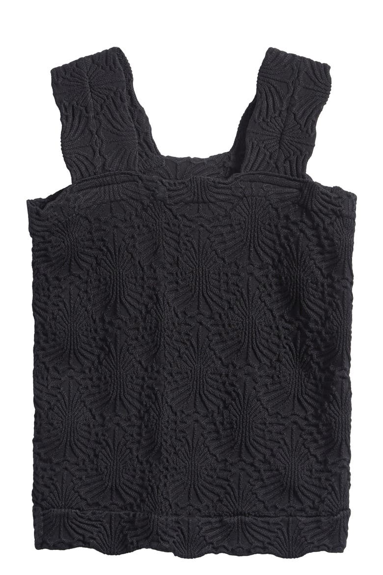 Kids' Floral Textured Tank Top, Main, color, BLACK