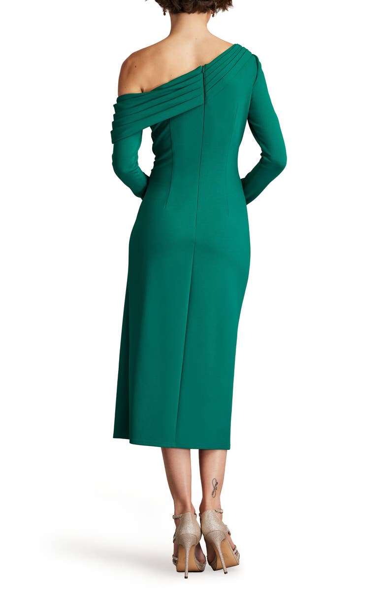 Tadashi Shoji One-Shoulder Long Sleeve Crepe Cocktail Midi Dress, Alternate, color,