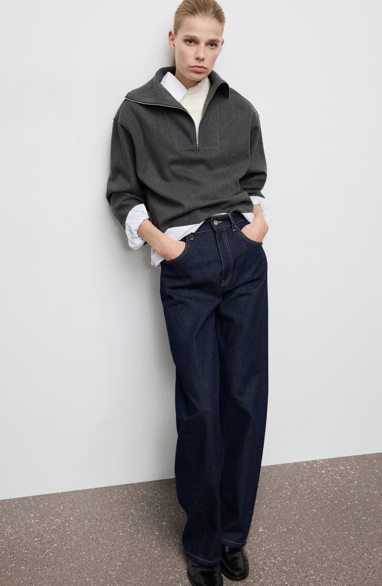 MANGO Half Zip Sweatshirt, Alternate, color, 