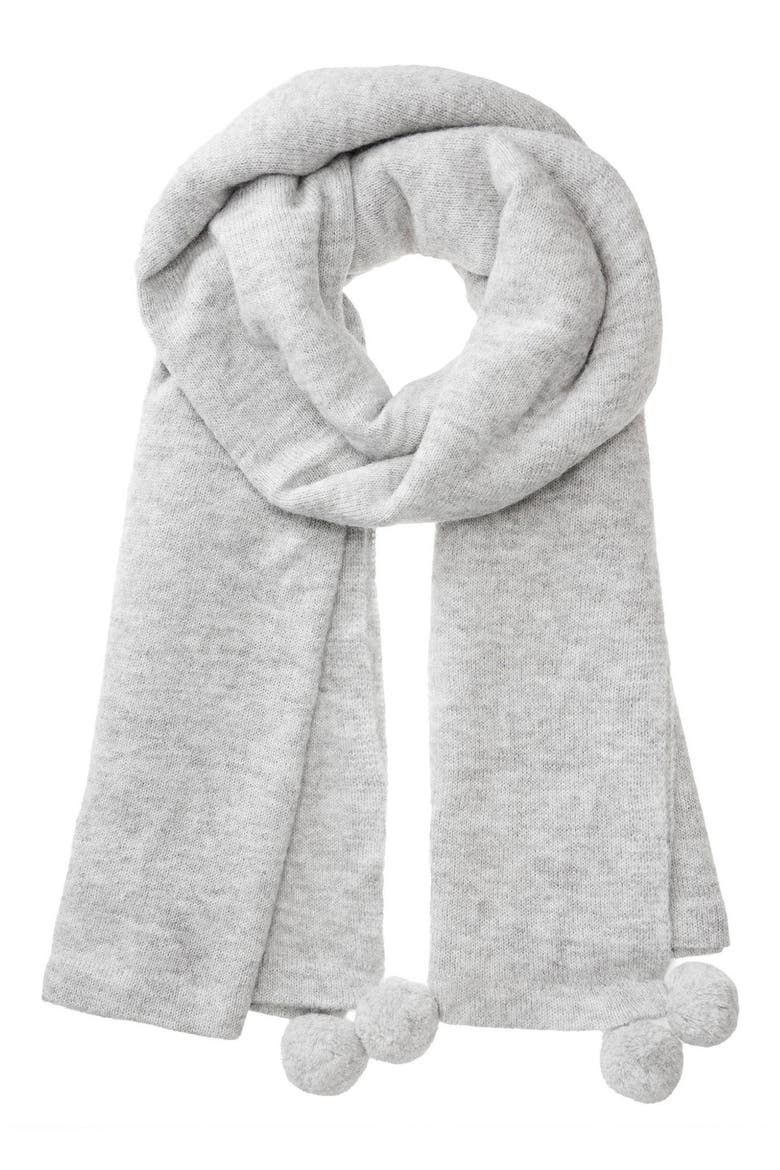 After Party Pompom Baby Alpaca Blend Scarf, Main, color, HEATHER