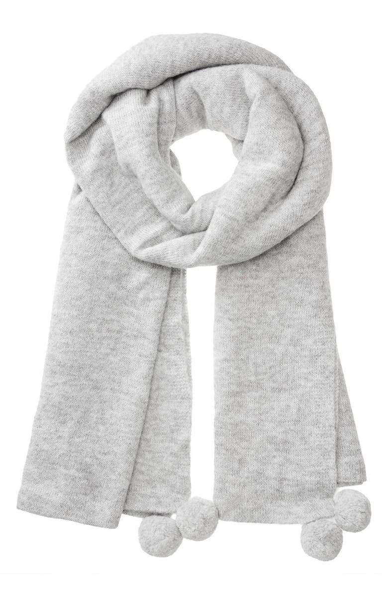 Lele Sadoughi After Party Pompom Baby Alpaca Blend Scarf, Main, color, Heather
