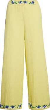 Bode Beaded Chicory Wide Leg Crop Pants