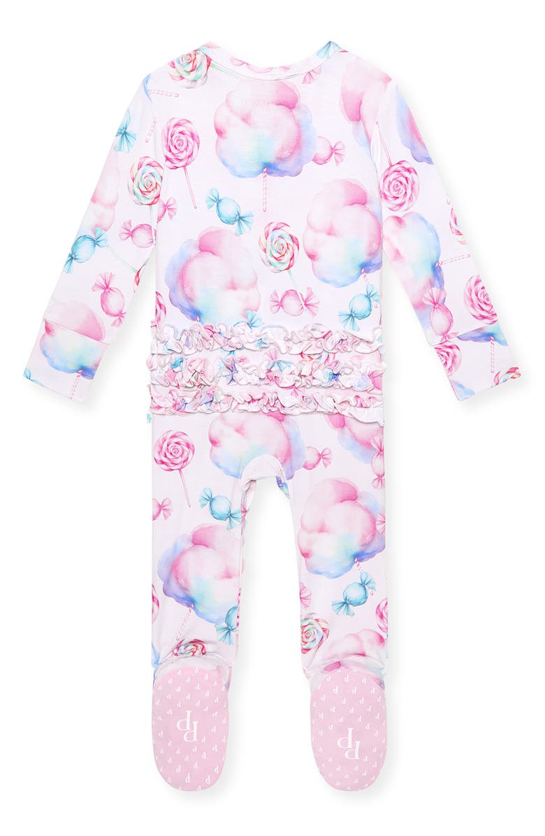 Posh Peanut Ruffle Fitted Footie Pajamas, Alternate, color, 