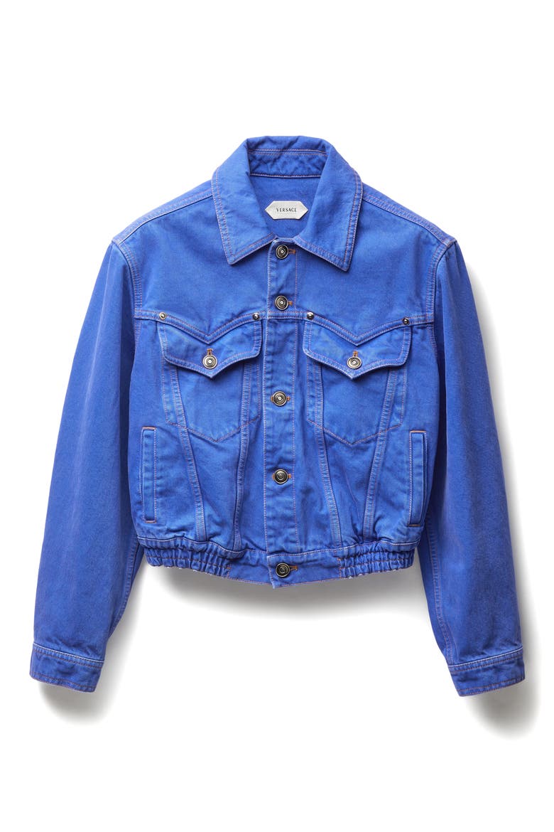Gender Inclusive Crop Denim Trucker Jacket, Alternate, color, SKY BLUE