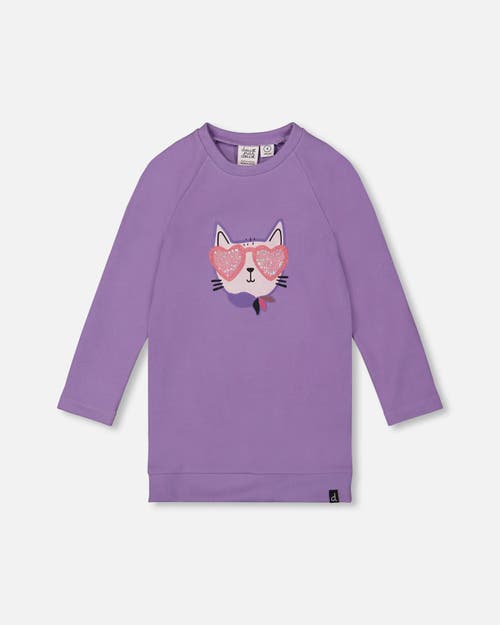 Deux Par Deux Super Softtunic Tee With Graphic In Purple