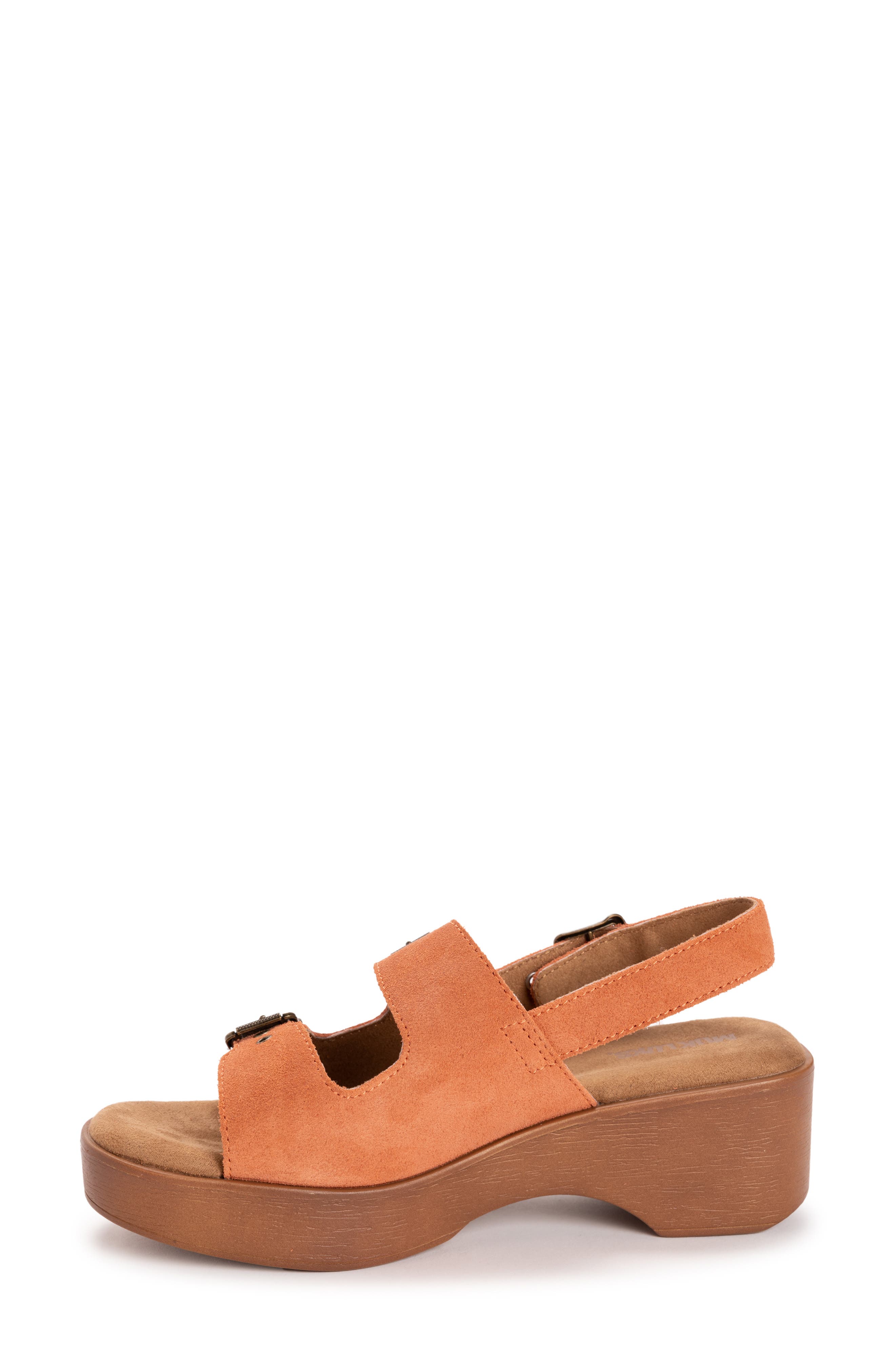 Calliope Wedge Sandal, Alternate, color, CORAL SUEDE