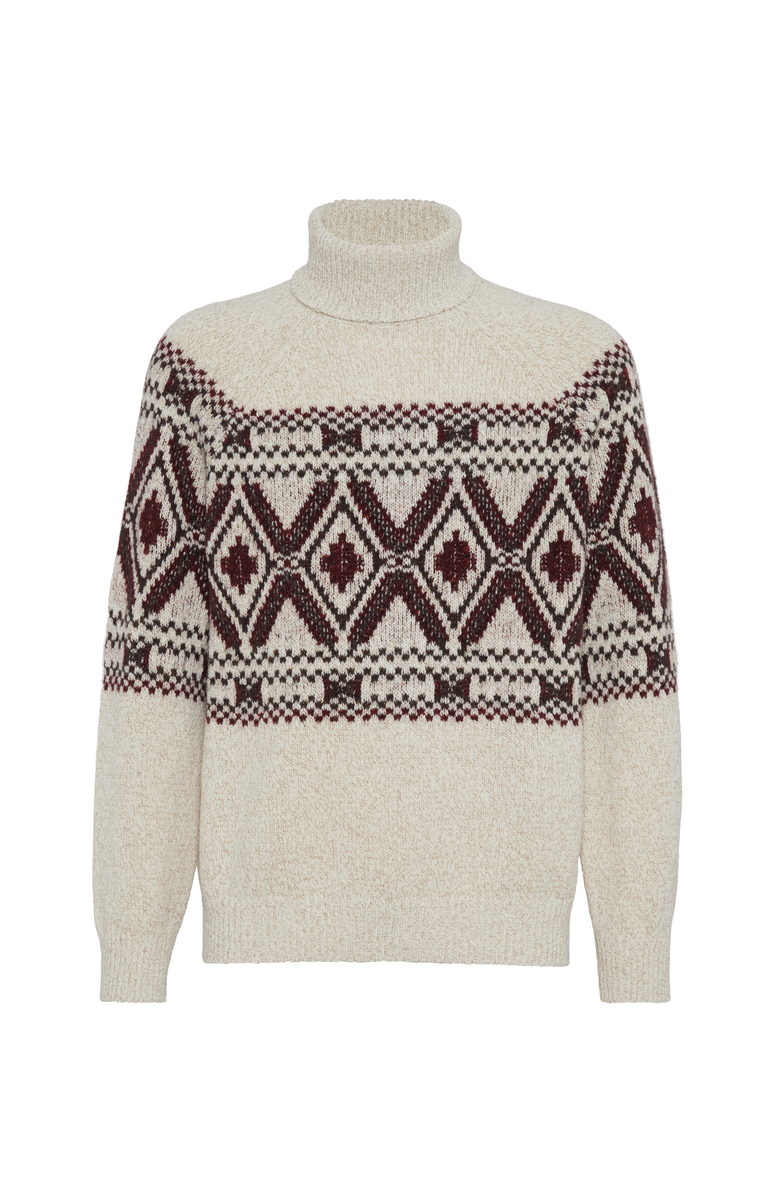 Brunello Cucinelli Jacquard turtleneck sweater, Main, color, Ecru