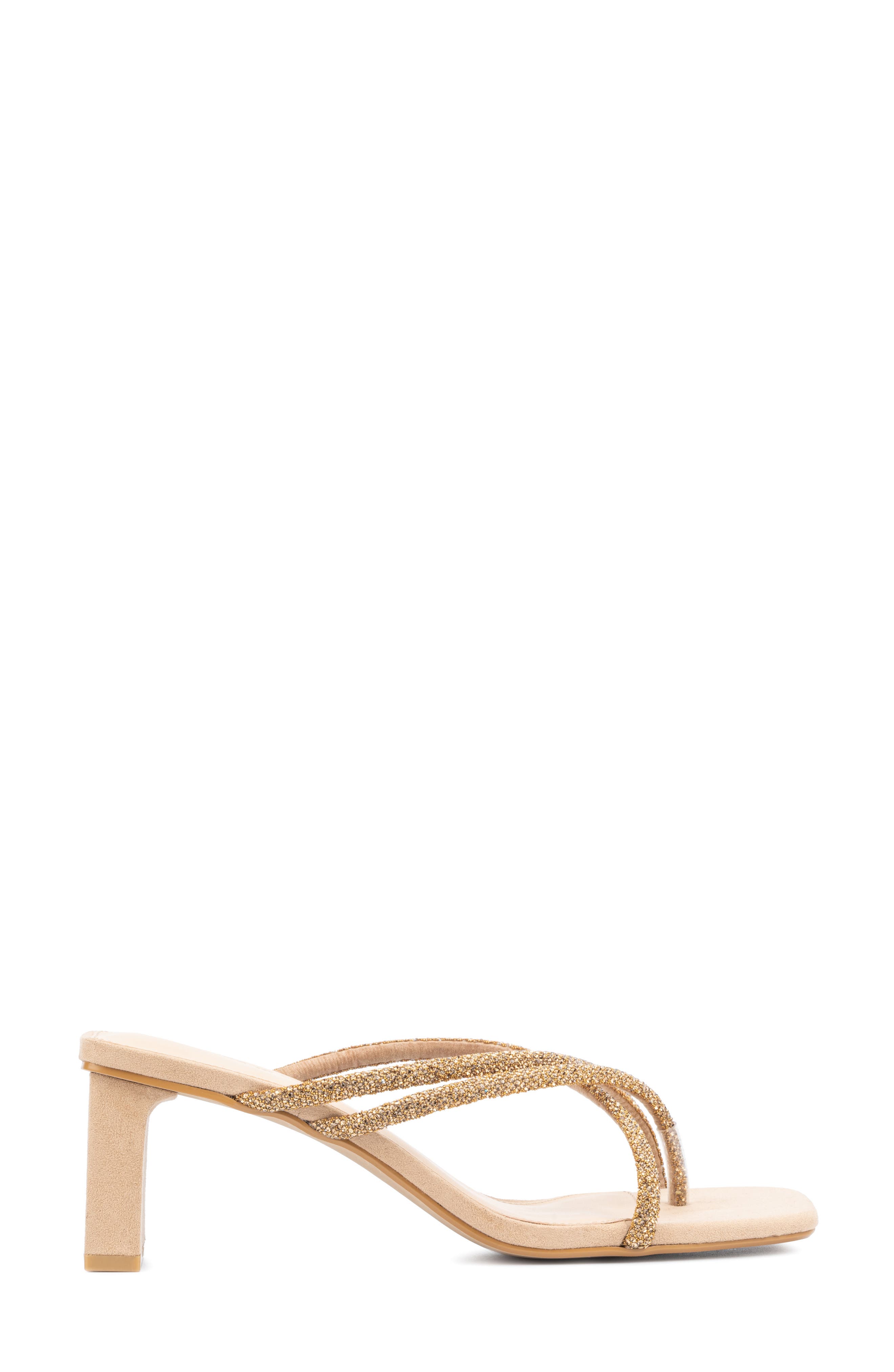 Fashion to Figure Nikita Pavé Crystal Slide Sandal - Wide Width, Alternate, color, Nude
