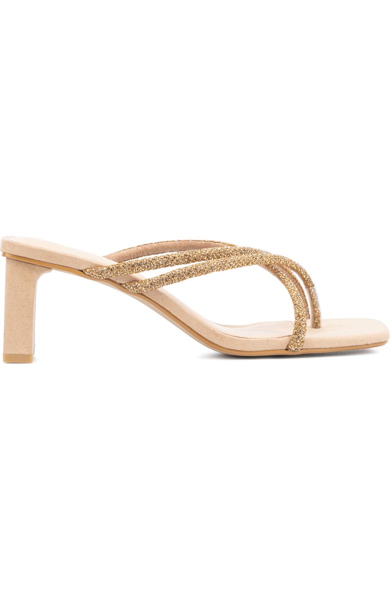 Fashion to Figure Nikita Pavé Crystal Slide Sandal - Wide Width, Alternate, color, Nude