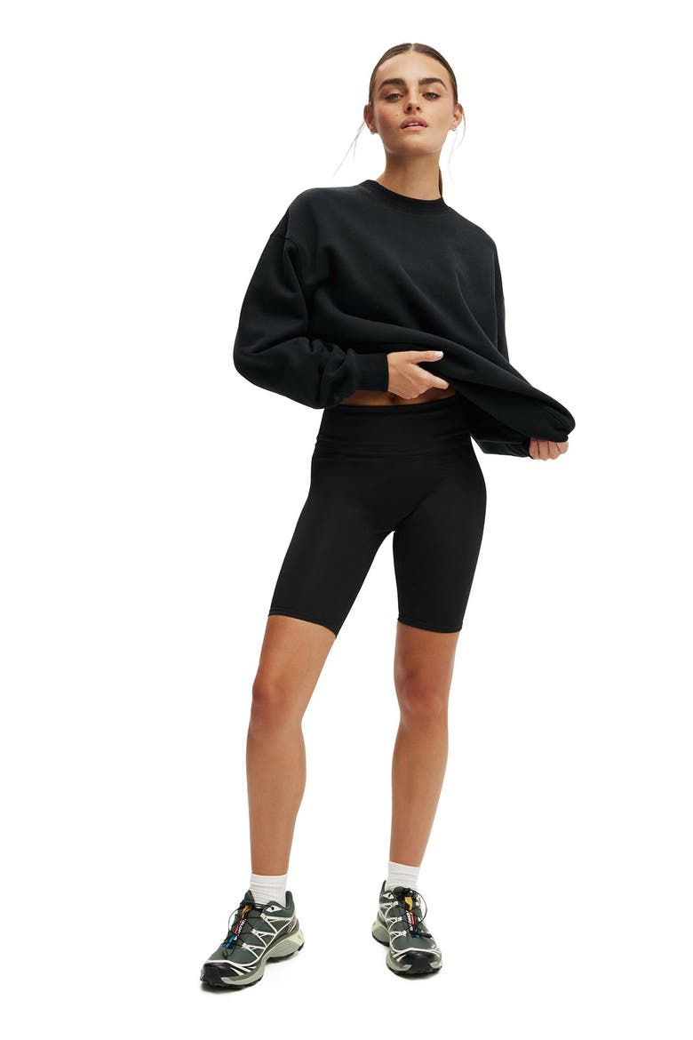 Women's Active Plush Crew Sweatshirt, Alternate, color, Black