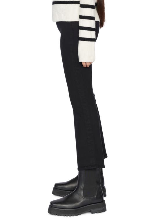 Frame The Jetset High Rise Crop Bootcut Jeans In Sheen Noir In Black
