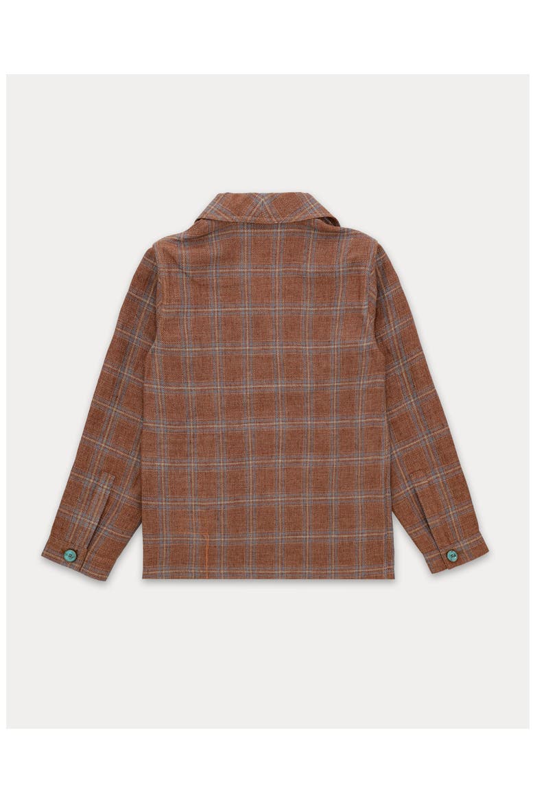 Scotland-Checkered Linen and Cotton Classic Jacket, Alternate, color, Dark Brown