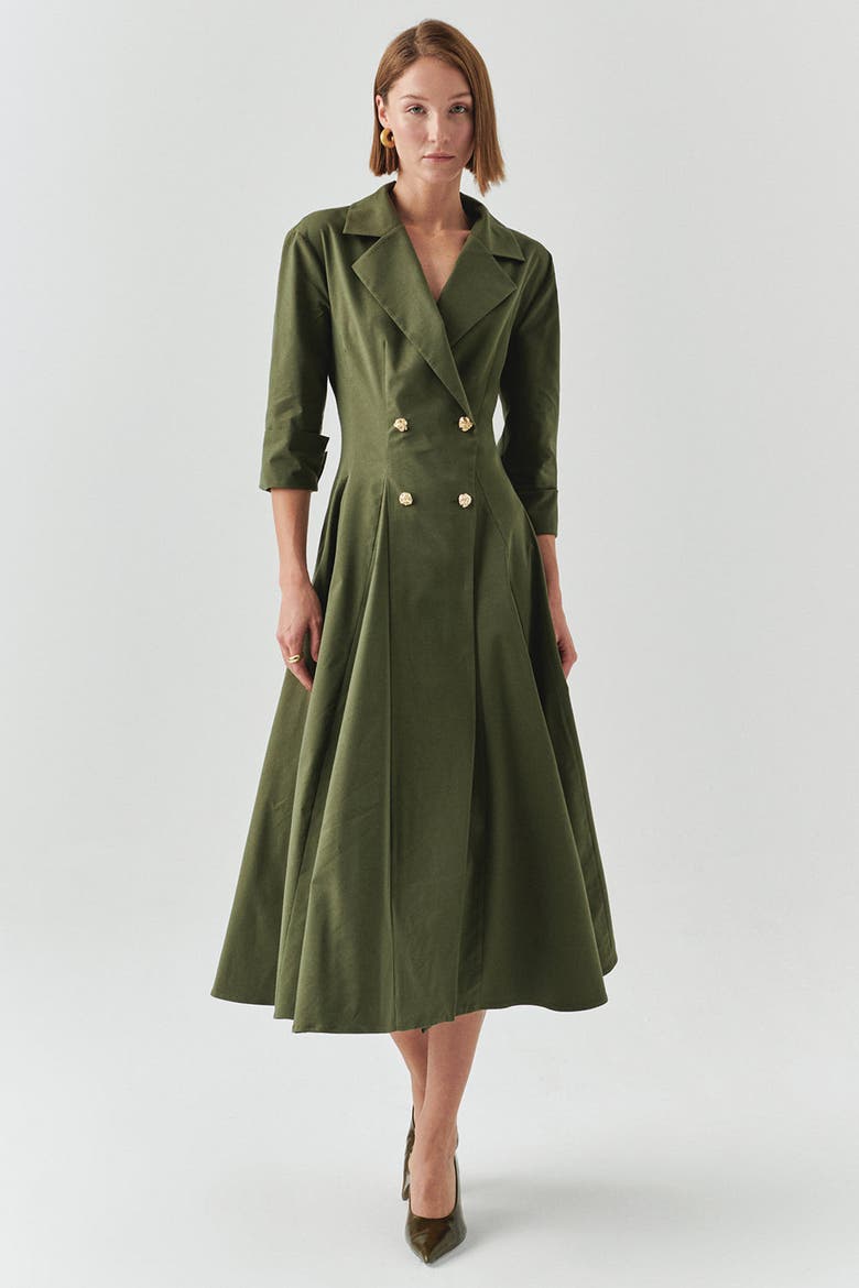 Estelle Jacket Collar Pocketed Dress, Main, color, GREEN