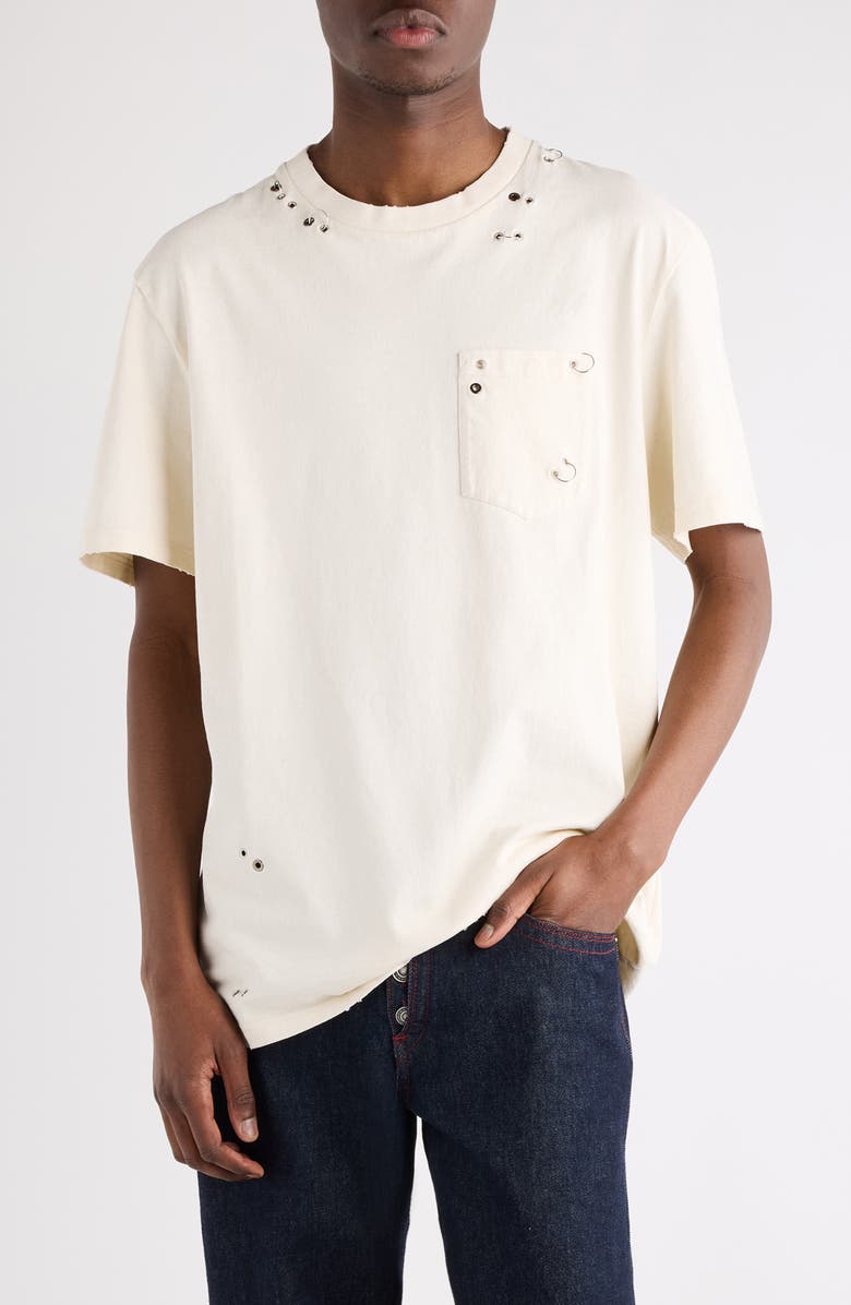 Isabel Marant Yezra Pierced Pocket T-Shirt, Main, color, Ecru