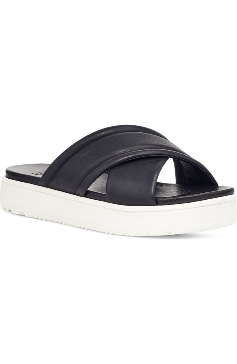 UGG<sup>®</sup> UGG Zayne Leather Platform Slide Sandal, Main, color,