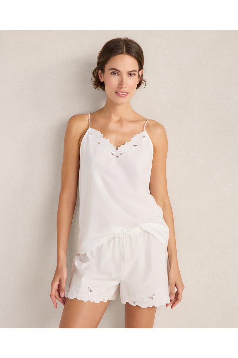 Cotton Poplin Embroidered Cami, Main, color, White