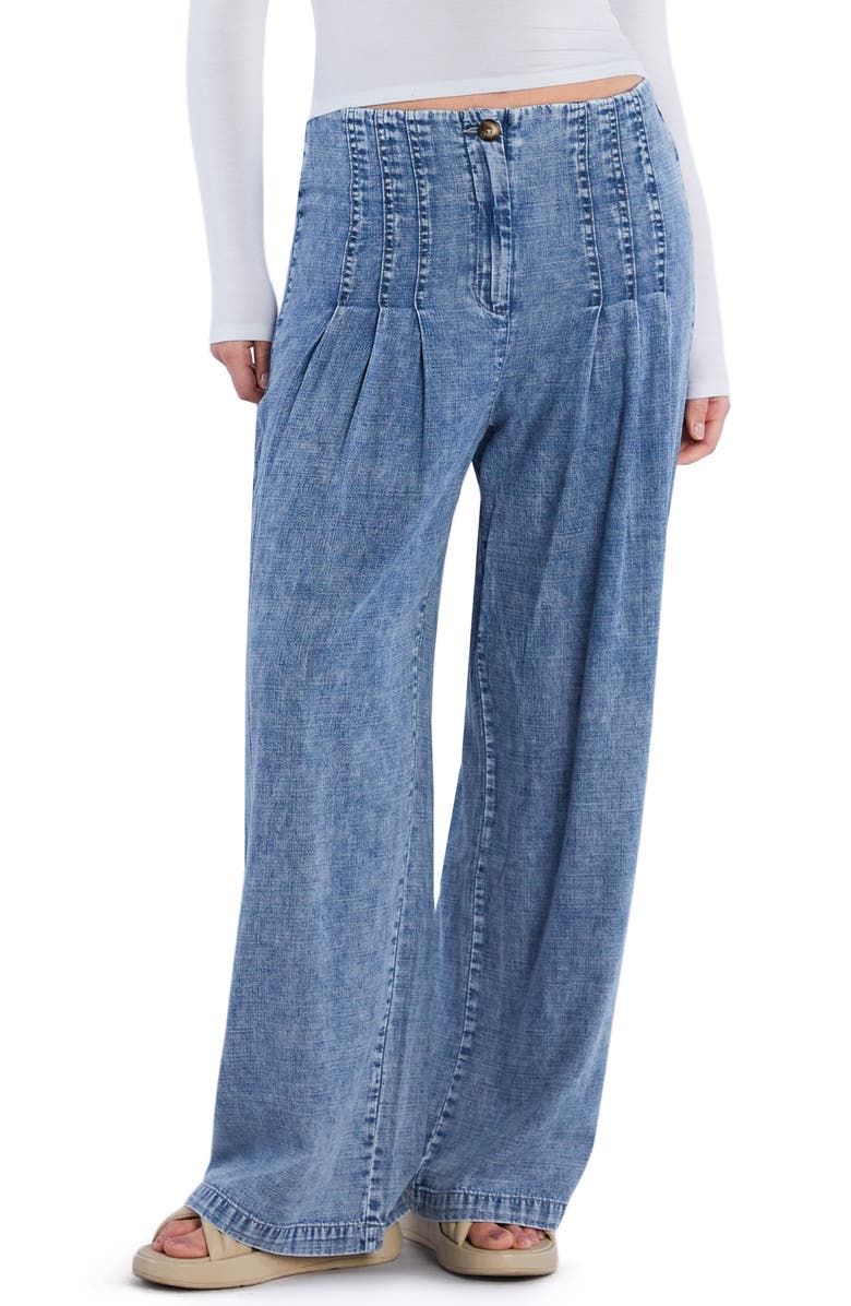 HINT OF BLU Pleated Wide Leg Pants, Main, color, Lake Meed