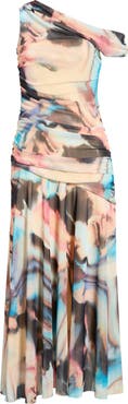 Steve Madden Deni Abstract Print One-Shoulder Maxi Dress