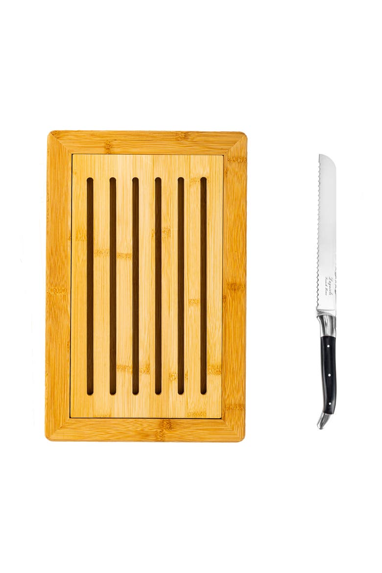 Laguiole Bread Knife & Cutting Board Set, Main, color, BLACK