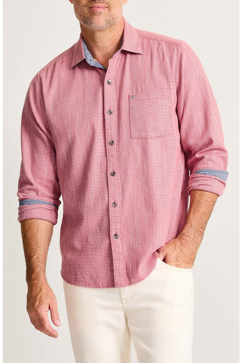 Dorado Stretch Cotton Button-Up Shirt, Main, color, LUXE BERRY